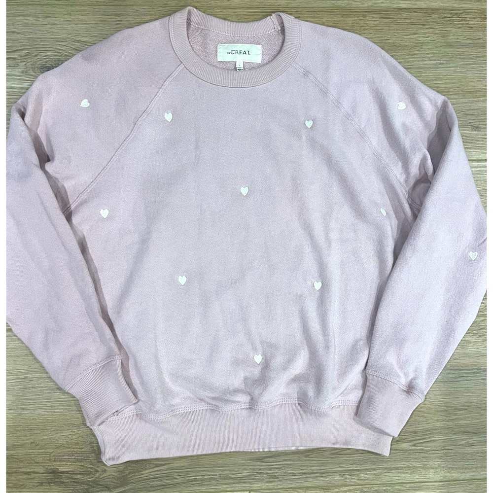NWT The Great Heart College Sweatshirt light Pink Sz 1